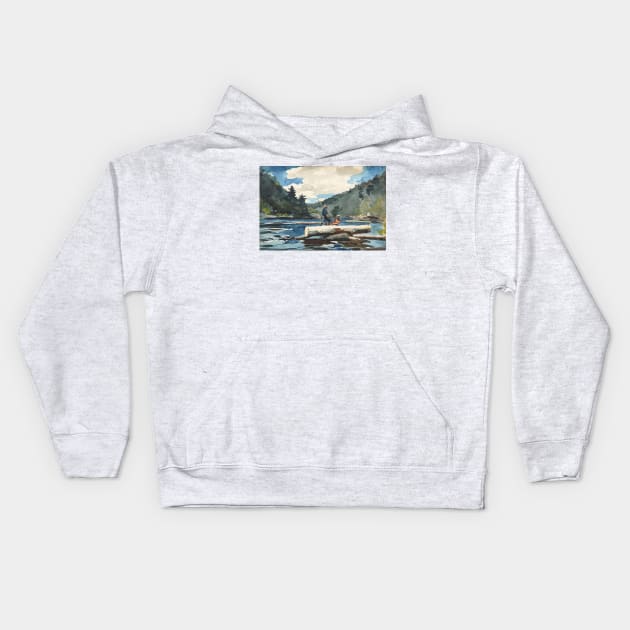 Hudson River, Logging by Winslow Homer Kids Hoodie by Classic Art Stall